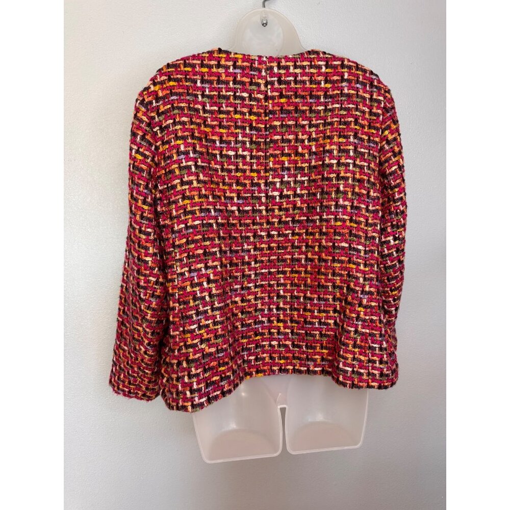 Chico's Multicolored Tweed Classic Zip-Front Jacket SZ 3P Career Office - Picture 5 of 15
